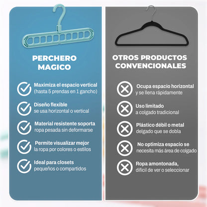 Pack x6 Percheros Mágicos | Ahorra Espacio y Ordena tu Closet en Minutos