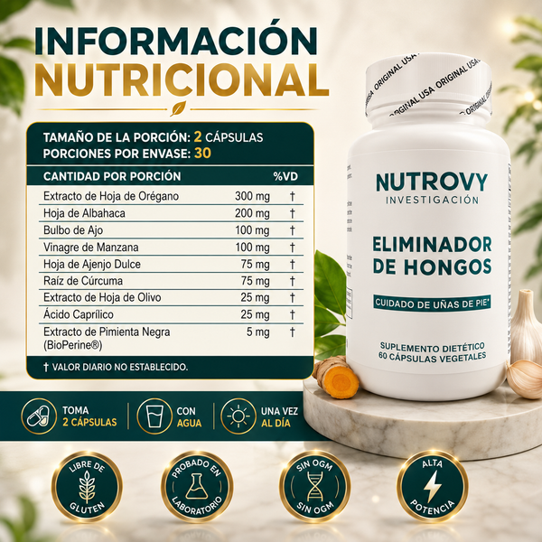 Nutrovy Eliminador de Hongos  Adiós a las Uñas Amarillentas